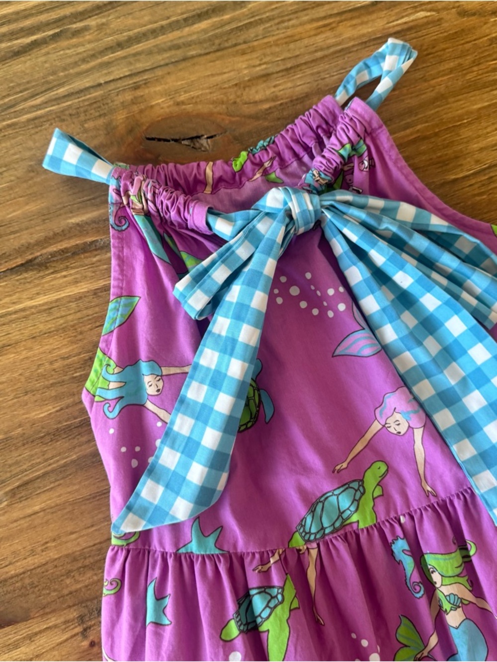 Eleanor Rose Purple Mermaid Print Tiered Lexie Dress size 6/7 - Picture 8 of 10